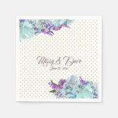 素朴ティール（緑がかった色）ブルーブーケ結婚ズスイートパーティー スタンダードカクテルナプキン (正面)