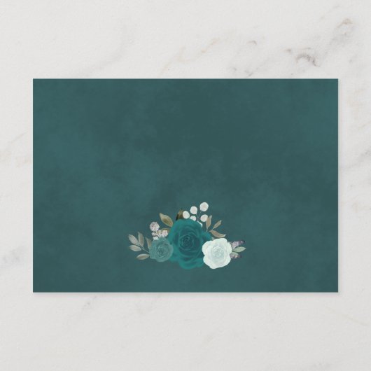 素朴ティール（緑がかった色）ボーーフローラ結婚の願い井戸 エンクロージャーカード (裏面)