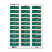 素朴ティール(緑がかった色)及び金ゴールド差出人住所 ラベル (フルシート)