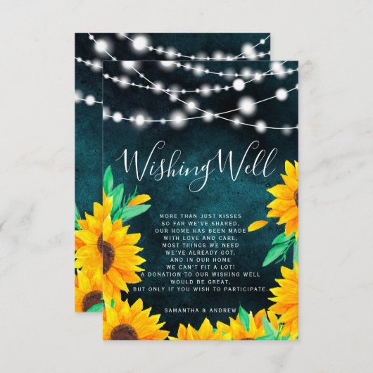 素朴ティール（緑がかった色）弦は陽花を元気に点灯 エンクロージャーカード (正面/裏面)