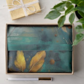 素朴ティール（緑がかった色）秋の装離れ置フローラ 薄葉紙 (ギフト)