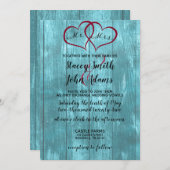 素朴ティール(緑がかった色)結婚式招待状 招待状 (正面/裏面)