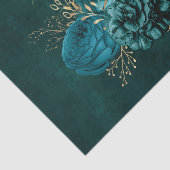 素朴ティール（緑がかった色）金ゴールドグラフィックフローラ 薄葉紙 (詳細)