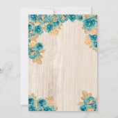 素朴ティール（緑がかった色）金ゴールドバラ&ゴーエレガントンブライダルシャワー 招待状 (裏面)