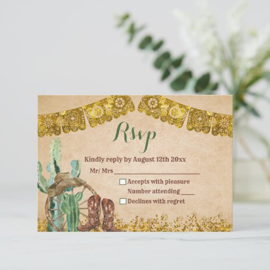 素朴テキサス州カウボーイサウス誕生日 出欠カード (スタンド正面)