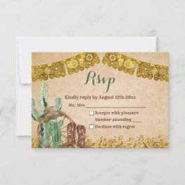 素朴テキサス州カウボーイサウス誕生日 出欠カード