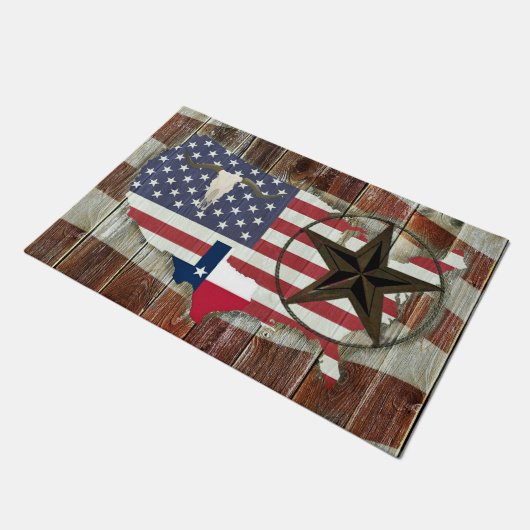 素朴テキサス州ローンスターテキサス州ロングホーン ドアマット (アングル)