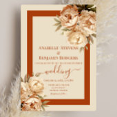 素朴テラコッタとクリームフローラQRコー結婚ド 招待状