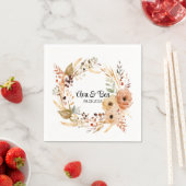 素朴テラコッタクリームウォーターフローラ結婚ズ スタンダードカクテルナプキン (インサイチュ)