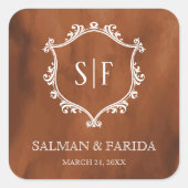 素朴テラコッタクレストモノグラム結婚ズ スクエアシール (正面)