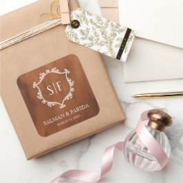 素朴テラコッタクレストモノグラム結婚ズ スクエアシール