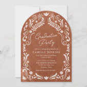 素朴テラコッタタラベラ写真卒業 招待状 (正面)