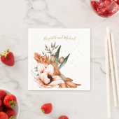 素朴テラコッタフローラエレガント金ゴールドシ結婚ック スタンダードカクテルナプキン (インサイチュ)