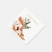 素朴テラコッタフローラエレガント金ゴールドシ結婚ック スタンダードカクテルナプキン (角)