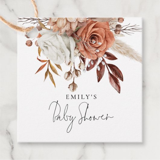 素朴テラコッタフローラ名ベビーシャワー感謝してい フェイバータグ (正面)