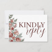 素朴テラコッタボタニカルRSVP結婚の 出欠カード (正面)