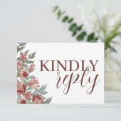 素朴テラコッタボタニカルRSVP結婚の 出欠カード (スタンド正面)