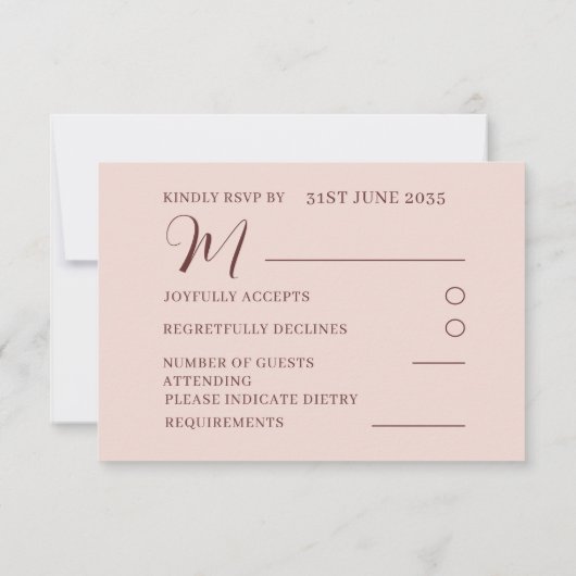 素朴テラコッタボタニカルRSVP結婚の 出欠カード (裏面)