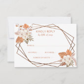 素朴テラコッタボホパンパスジオメト結婚リカル 出欠カード (正面)