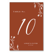 素朴テラコッタワイルドフラワーズボホ結婚の テーブルナンバー (正面)