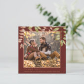素朴テラコッタ秋紅葉写真結婚の サンキューカード (スタンド正面)