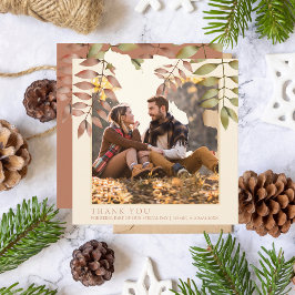 素朴テラコッタ秋紅葉写真結婚の サンキューカード