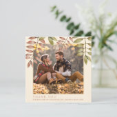 素朴テラコッタ秋紅葉写真結婚の サンキューカード (スタンド正面)