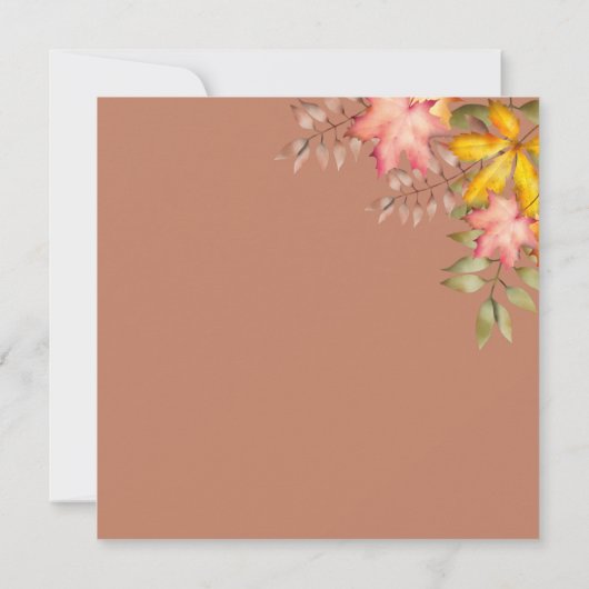 素朴テラコッタ秋紅葉写真結婚の セーブザデート (裏面)