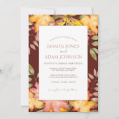 素朴テラコッタ秋紅葉結婚ズ 招待状 (正面)