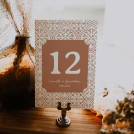 素朴テラコッタ結婚のテーブルカード テーブルナンバー