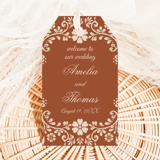 素朴テラコッタ結婚の花 ギフトタグ