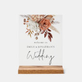 素朴テラコッタ花模様は結婚の アクリルサイン (正面)