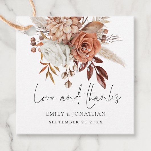 素朴テラコッタ花模様ラヴ感謝してい結婚ズ フェイバータグ (正面)