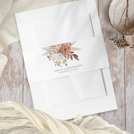 素朴テラコッタ花模様名結婚日付 招待状ベリーバンド