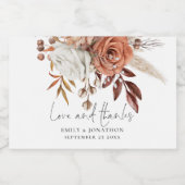 素朴テラコッタ花模様愛感謝してい名の結婚名前 スパークリングワインラベル (シングルラベル)