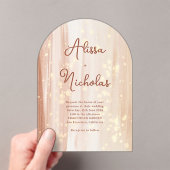 素朴テラコッタ&金ゴールドウォーター結婚カラー アクリル招待状 (インサイチュ (ポータブル))