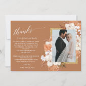 素朴テラコッタBoho Pampasパーム結婚写真 サンキューカード (正面)