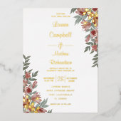 素朴テラ実在コッタ金ゴールド結婚のフォイル 箔招待状 (正面)