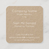 素朴テンプレートミニマルデザインロゴホワイト スクエア名刺 (裏面)