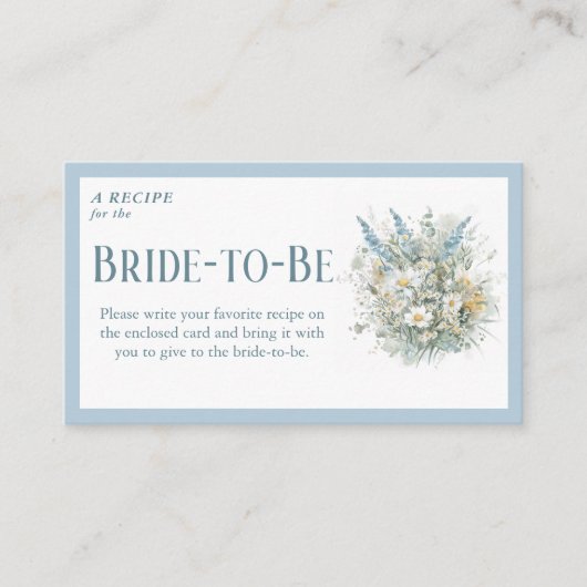 素朴デイジーとブルーフローラシャワーレシピリクエスト エンクロージャーカード (正面)