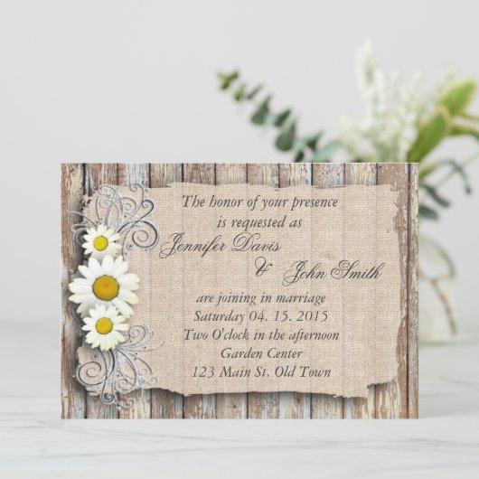 素朴デイジーバーンウッドウェディング招待 招待状 (スタンド正面)