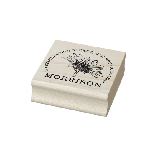 素朴デイジーフラワーネーム&ラウンド差出人住所 ラバースタンプ (スタンプ)