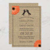 素朴デイジーフローラヴィンテージ結婚ホース 招待状 (正面/裏面)