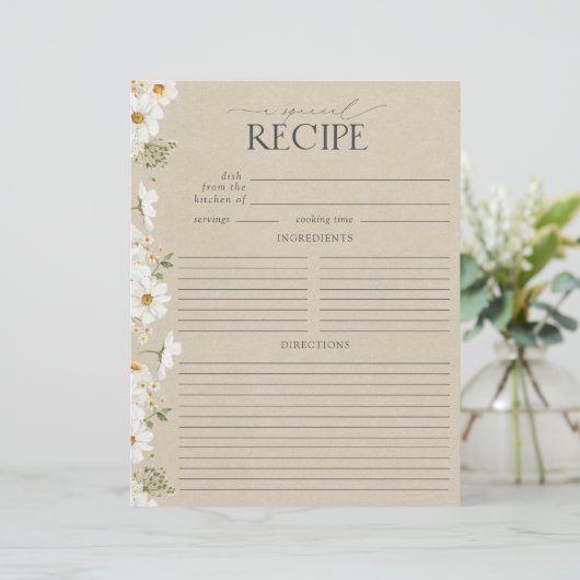 素朴デイジーブライダルシャワーレシピバインダーページ (スタンド正面)