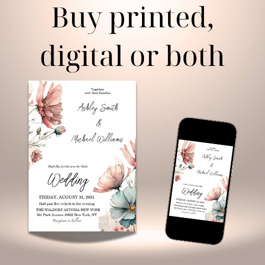 素朴デイジーワイルドフラワーフローラ結婚ズ 招待状