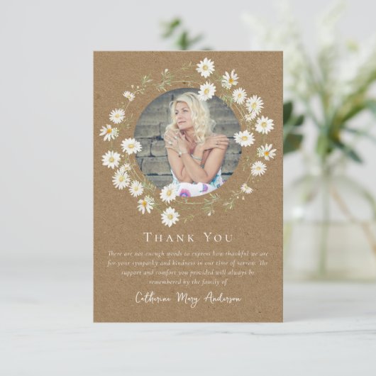 素朴デイジー写真悔やみや弔慰葬儀記念館 サンキューカード (スタンド正面)