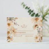 素朴デイジー女性のカーボーイブ結婚ーツ 出欠カード (スタンド正面)