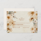 素朴デイジー女性のカーボーイブ結婚ーツ 出欠カード (正面/裏面)