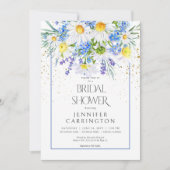 素朴デイジー&フィールドフラワーズブーケブライダルシャワー 招待状 (正面)