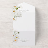 素朴デイジー&ホワイトフラワーディナー オールインワン招待状 (外側)